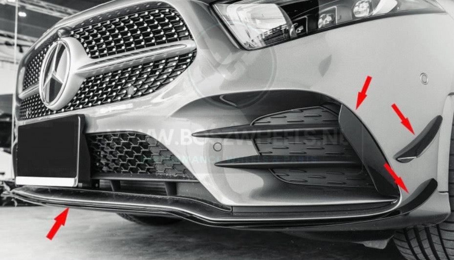 Mercedes-Benz A-Klasse W177/V177 2018+ voorbumper AMG Aerodynamicapakket front splitter zwart glans